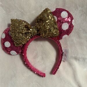 Disney Pink Sequin Ears with White Polka Dots